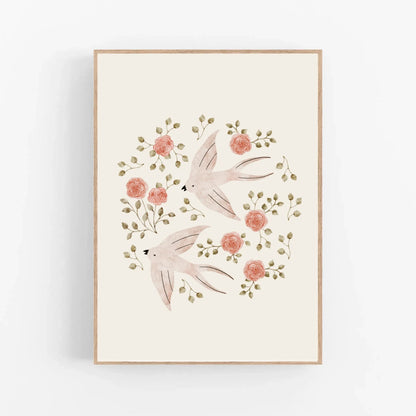 Set van 3 posters - Vogels en bloemen