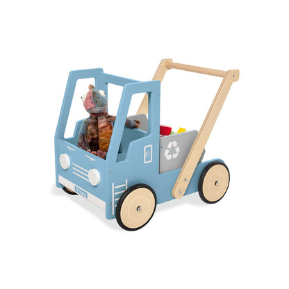 Leren loopwagen 'Kipplaster Fred', blauw