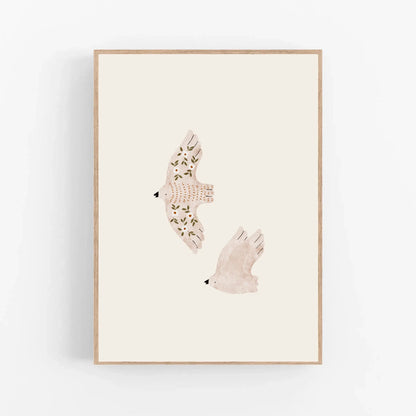 Set van 3 posters - Vogels, insecten en bloemen