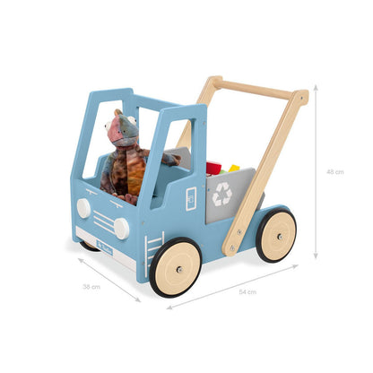 Leren loopwagen 'Kipplaster Fred', blauw