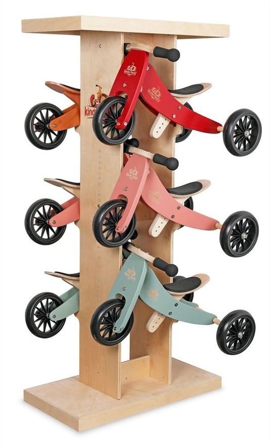 Kinderfeets leeg houten display voor Tiny Tot loopfietsen
